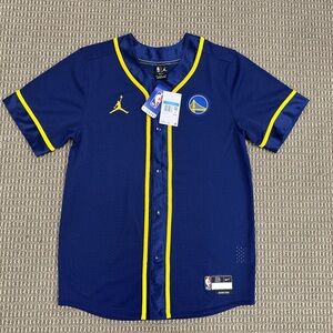NIKE x JORDAN NBA GOLDEN STATE WARRIORS BUTTON DOWN JERSEY SHIRT MEDIUM